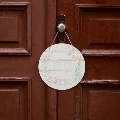 8-Inch Round Wood Door Sign with 2D Flat Print, Decorative Nursery and Home Door Hanger for Seasonal Wall, Patio or Garden Display, Flat Printed Circle Plaque