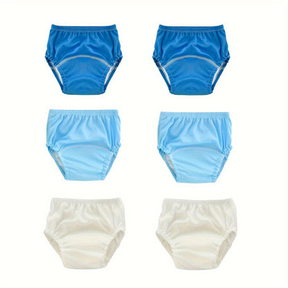 Solid Color Reusable Potty Training Underwear 6-Pack, Washable Breathable Toddler Learning Pants in Blue or Pink Mixes, Sizes 100 and 110