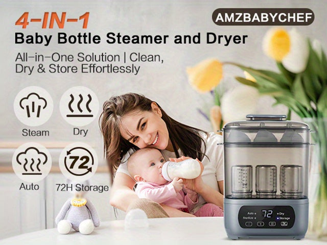 Modular Baby Bottle Steamer and Dryer with LED Touch Screen and Auto Shut-Off, Electric Countertop Care for Compatible Bottles and Pump Parts
