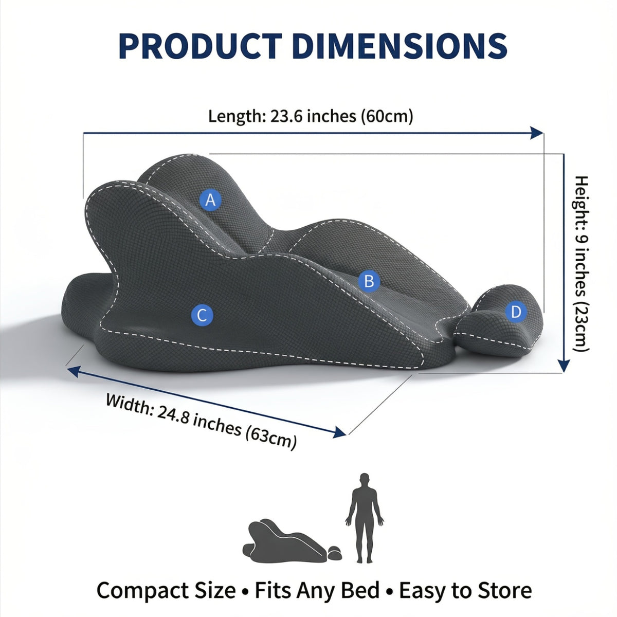 Pregnancy Wedge Pillow with Memory Foam, Ergonomic Maternity Support Cushion for Bed, Reading or Relaxing in Sky Blue or Navy Blue