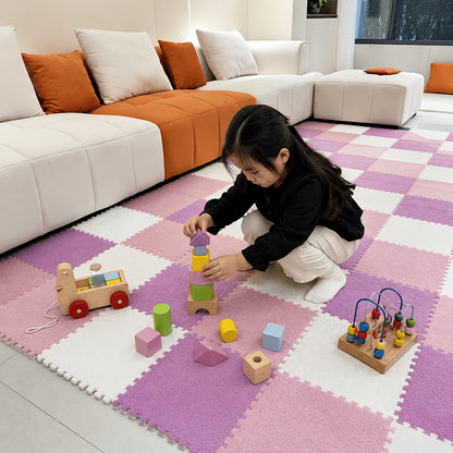 Interlocking Baby Play Mat Tiles, 20-Piece Soft Suede-Style Foam Floor Set with Anti-Skid Surface for Crawling, Playrooms and Nursery Floors