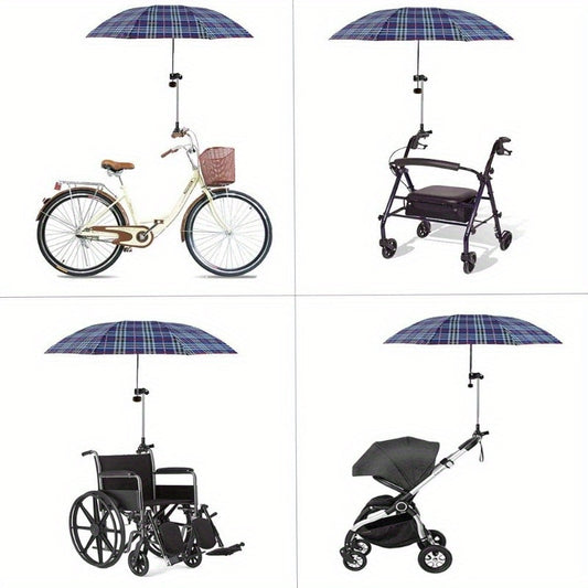 Umbrella Mount Bracket for Strollers, Adjustable No-Wrench Clamp Holder for Compatible Baby Carriages, Wheelchairs, Walkers and Bicycle Frames