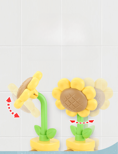 Sunflower Bath Toy with Spinning Spray Head, PVC Flower Water Play Spout in Red or Yellow for Supervised Kids Bathtub Play and Bath-Time Fun