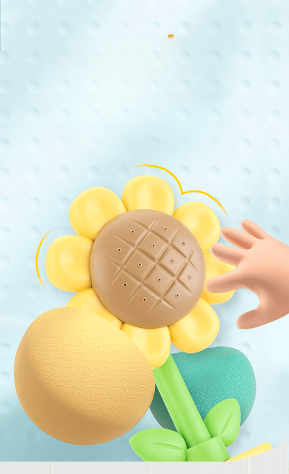 Sunflower Bath Toy with Spinning Spray Head, PVC Flower Water Play Spout in Red or Yellow for Supervised Kids Bathtub Play and Bath-Time Fun