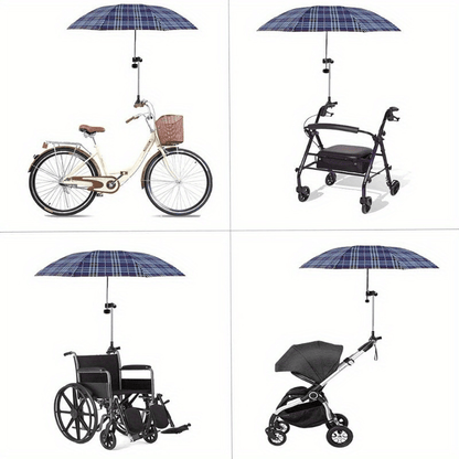 Adjustable Stroller Umbrella Holder Clip, No-Wrench Umbrella Mount Bracket for Baby Carriages, Walkers, Wheelchairs and Bikes, Outdoor Sun or Rain Use