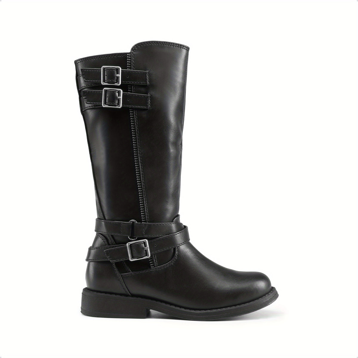 Double-Buckle Knee-High Sweater Riding Boots for Girls - Fashionable Tall Boots with Adjustable Buckle Straps, Assorted Colors, Comfortable Fit for Toddler, Little Kid & Big Kid