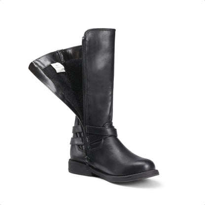Double-Buckle Knee-High Sweater Riding Boots for Girls - Fashionable Tall Boots with Adjustable Buckle Straps, Assorted Colors, Comfortable Fit for Toddler, Little Kid & Big Kid