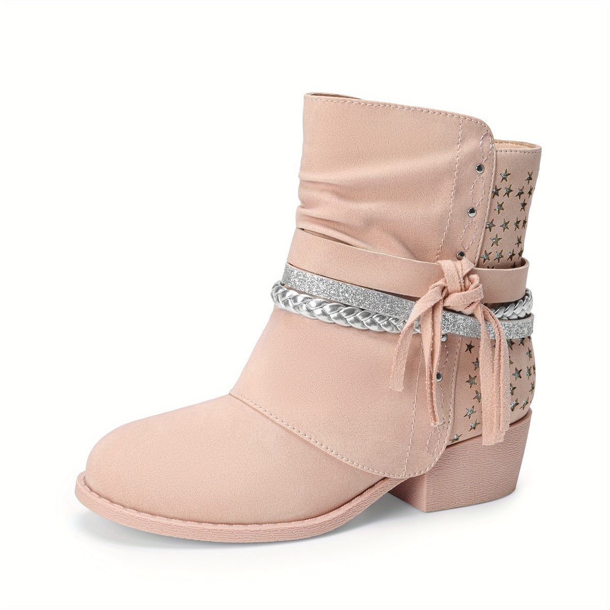 Plaid Side-Zip Ankle Boots for Girls - Stylish Low Heel Boots with Warm Lining, Non-Slip Outsole, Easy On and Off for Little Kid & Big Kid, Perfect for Fall and Winter