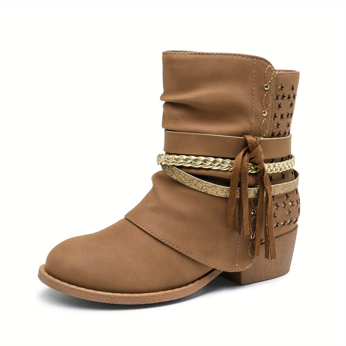 Plaid Side-Zip Ankle Boots for Girls - Stylish Low Heel Boots with Warm Lining, Non-Slip Outsole, Easy On and Off for Little Kid & Big Kid, Perfect for Fall and Winter