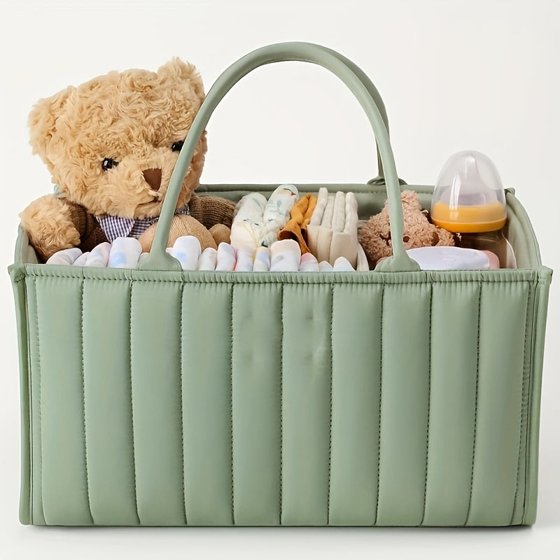 Stylish Storage Basket Diaper Caddy, Portable Nursery Organizer Basket for Diapers & Baby Essentials – Freestanding Design for Changing Table, Crib Side & Nursery Shelf Storage