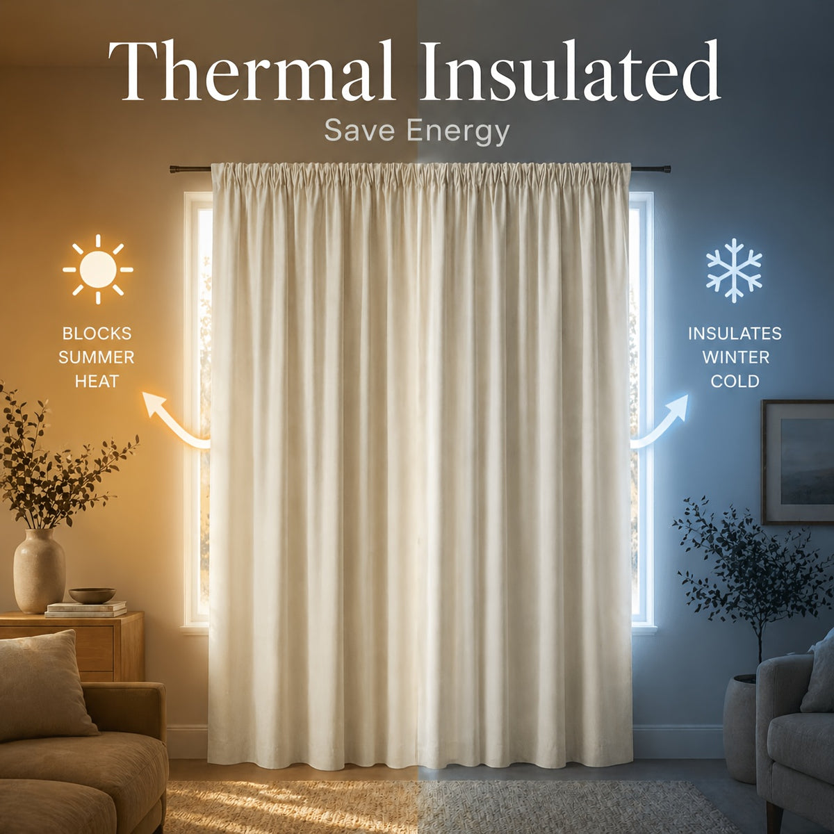 Blue Nursery Blackout Curtains 4-Panel Set, 52 x 63 Inch Coated-Lining Window Drapes with Four Hanging Methods for Bedroom Privacy