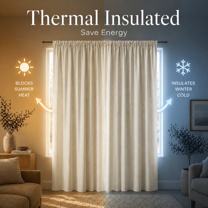 Blue Nursery Blackout Curtains 4-Panel Set, 52 x 63 Inch Coated-Lining Window Drapes with Four Hanging Methods for Bedroom Privacy