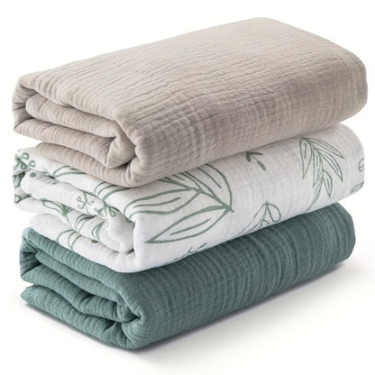 Swaddle Blankets for Newborns, 3-Pack Soft Breathable 38 x 40 Inch Receiving Blankets for Swaddling, Burp Cloth Use & Baby Shower Gifts