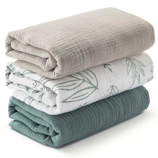 Swaddle Blankets for Newborns, 3-Pack Soft Breathable 38 x 40 Inch Receiving Blankets for Swaddling, Burp Cloth Use & Baby Shower Gifts