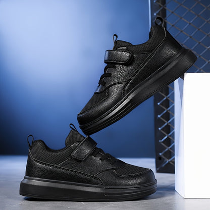 Kids Black Running Sneakers with Breathable Mesh Upper and Lightweight EVA Midsole, Low-Top Athletic Shoes for Daily Play and Casual Outings