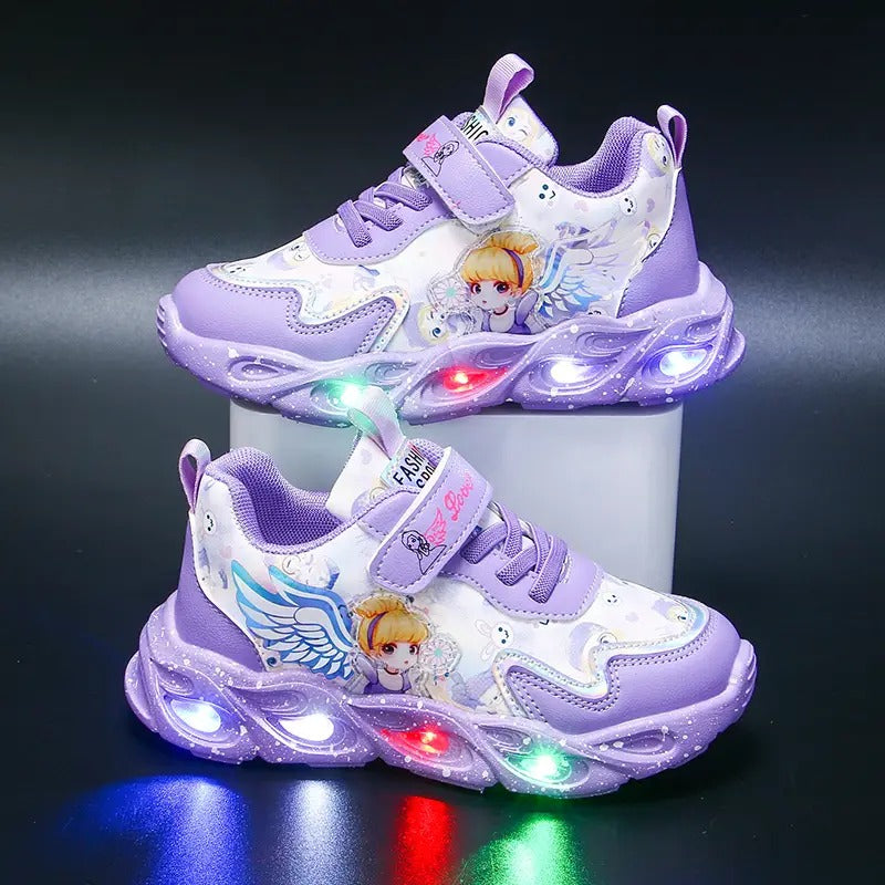 LED Light-Up Sneakers for Girls - Glow-in-the-Dark Casual Running Shoes, Fun Princess Style Light Up Shoes for Little Girls, Lightweight Everyday Wear