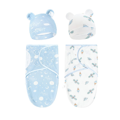 Newborn Blanket and Hat Set for 0 to 3 Months, Coordinated Baby Wrap and Cap in Multiple Color and Print Styles for Coming-Home Photos and Gifting
