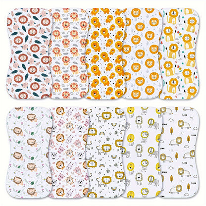 Baby Burp Cloths 10-Piece Set with Printed Style Options, Newborn Spit-Up Cloths and Washcloths for Boys and Girls, Everyday Feeding Essentials