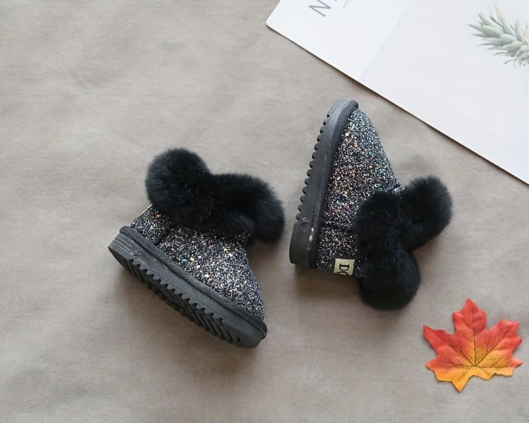 Kids Lined Snow Boots for Girls and Boys, Thickened Winter Footwear with Non-Slip Design, Grey, Black or Pink, Infant to Little Kid Sizes