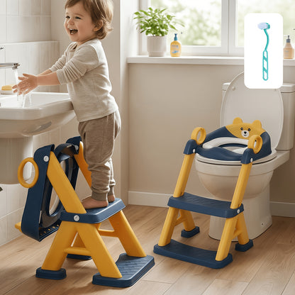 Adjustable High 2-in-1 Potty Training Toilet Seat with Non-Slip Step Stool, PVC Splash Guard Mat for Toddler Boys and Girls, Fun Holiday Gift for Halloween, Christmas and New Year