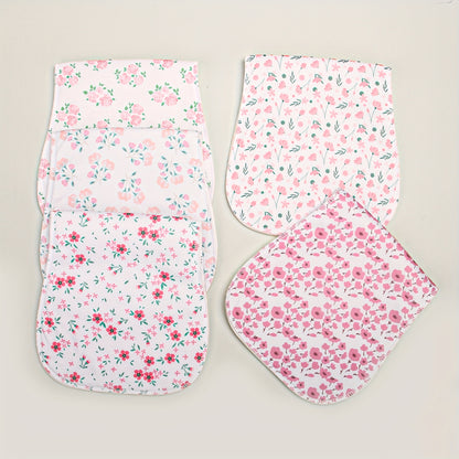 Printed Newborn Burp Cloths, 10-Piece Machine Washable Baby Washcloth and Burp Rag Set with Floral, Butterfly and Fox Style Options for Feeding
