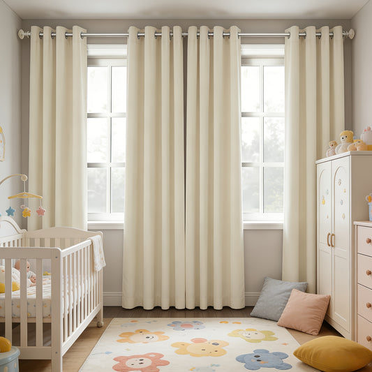 Thermal Blackout Curtain Panels 4-Piece Set for Nursery and Bedroom, Grommet-Top Room-Darkening Drapes in Five Colors and Multiple Window Sizes