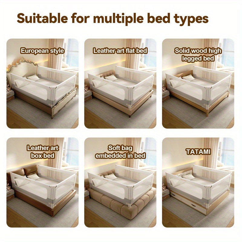 Adjustable Toddler Bed Rail Guard for Full, Queen or King Beds, 28-Inch-High Screw-Fix Bedside Safety Barrier in Four Length Options for Kids