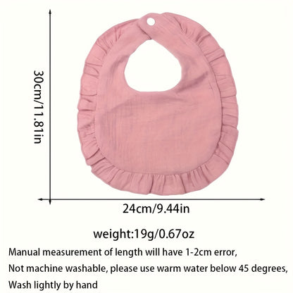 Ruffle Baby Bibs 10-Pack with Solid Colors and Rainbow Fruit Prints, Hand-Washable Fastening Bib Set for Everyday Feeding and Snack Time
