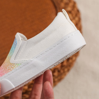 Gradient Canvas Slip-On Sneakers for Toddlers and Kids, Lightweight Colorful Casual Shoes for Easy On-and-Off Everyday Wear in US Kid Sizes