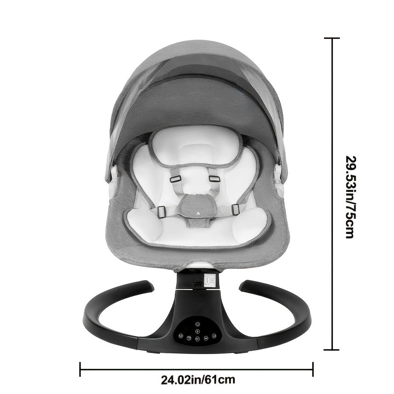 Electric Baby Swing with 5 Speeds and 10 Lullabies, Padded Infant Seat with Timer, Bluetooth Music and 5-Point Harness for Supervised Indoor Use