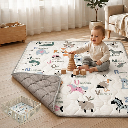 Foldable 50-Inch Baby Crawling Mat with Soft Padding, Machine-Washable Boho Playpen Floor Mat for Infants and Toddlers at Home