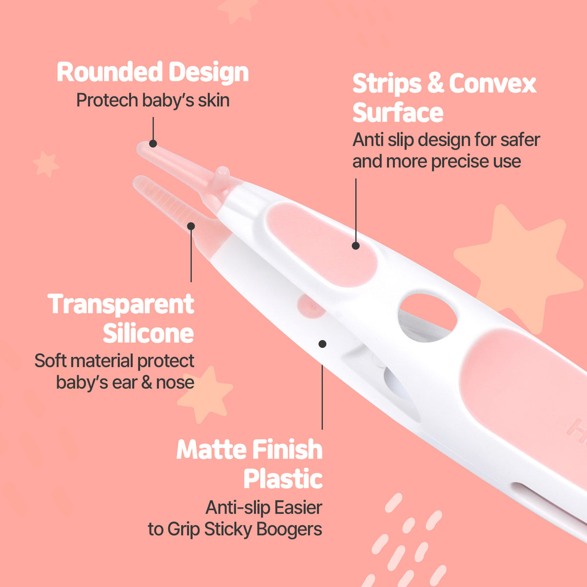 Rotating Baby Nose Cleaner Tweezer with Scoop & Loop for Newborns and Infants, BPA-Free PP Nasal Care Tool for Sticky or Dry Mucus, One-Hand Locking Design, Blue or Pink