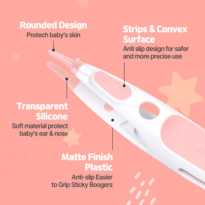 Rotating Baby Nose Cleaner Tweezer with Scoop & Loop for Newborns and Infants, BPA-Free PP Nasal Care Tool for Sticky or Dry Mucus, One-Hand Locking Design, Blue or Pink