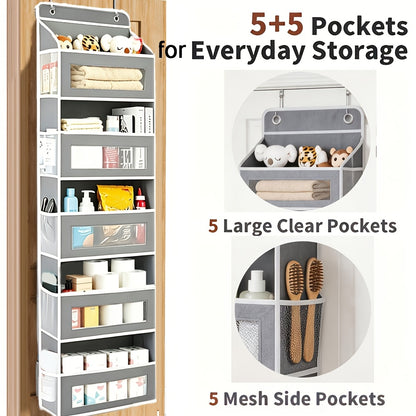 5-Shelf Over-the-Door Organizer with 10 Storage Pockets, No-Drill Hanging Door Storage for Nursery, Bedroom, Bathroom and Pantry Essentials