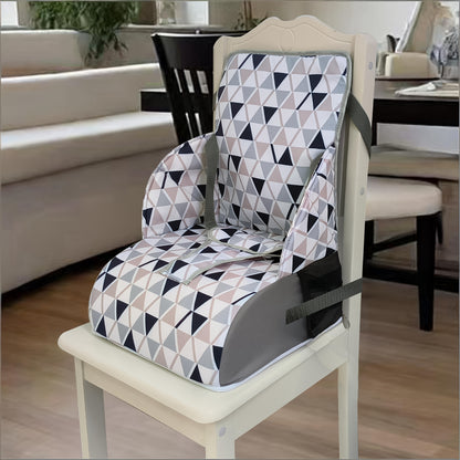 Children's Dining Booster Cushion with Backrest, Foldable Portable Chair Seat Pad with Removable Washable Cover for Home and Outdoor Meals