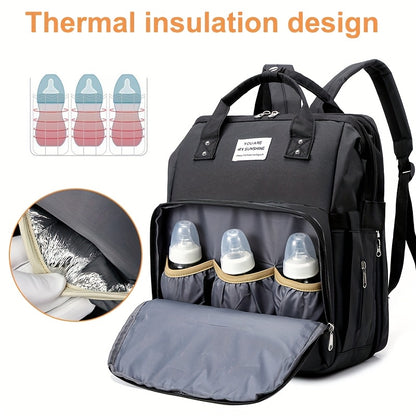 Expandable Baby Bed Diaper Backpack with Insulated Bottle Compartment, Multi-Pocket Large Capacity Changing Bag for Moms and Dads