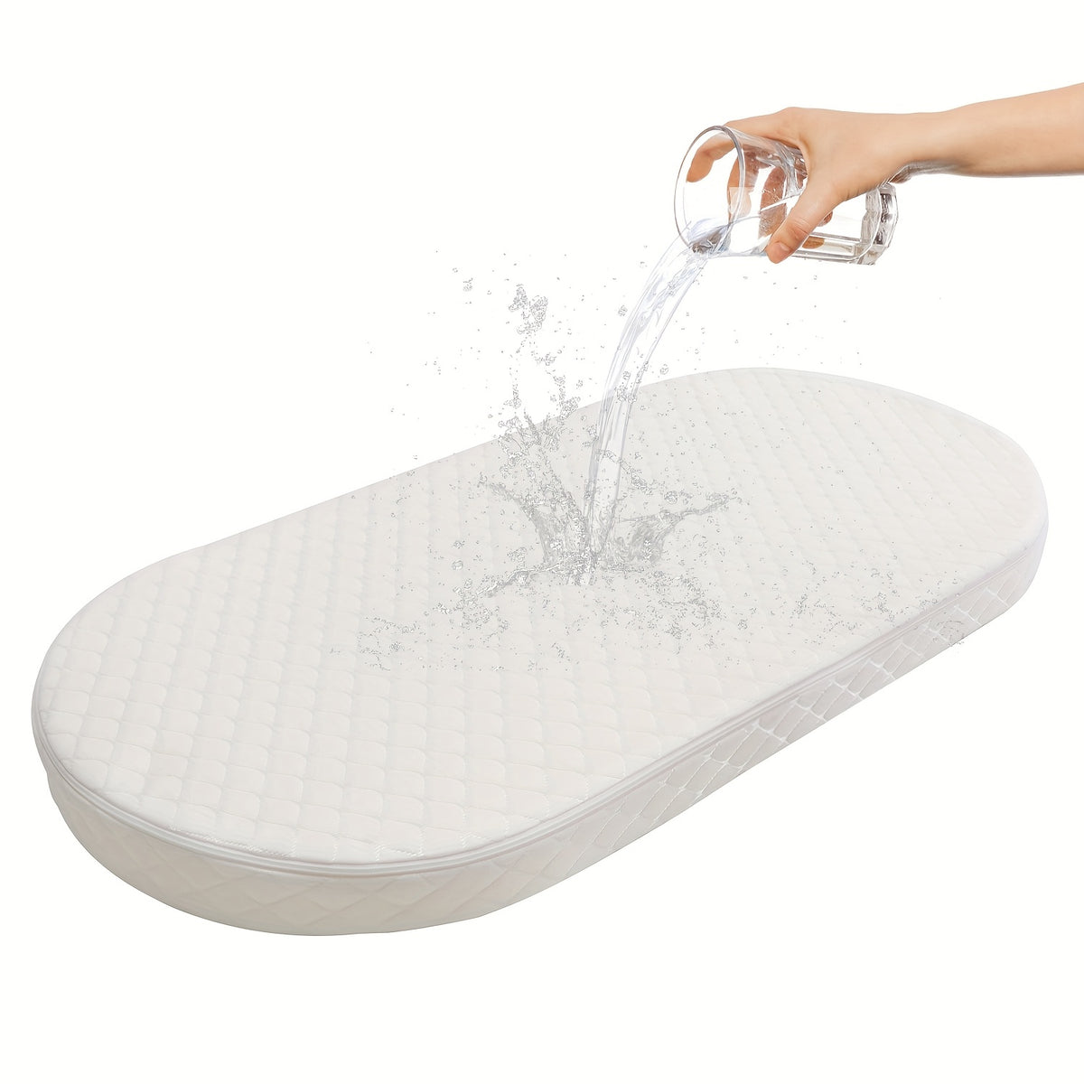 Bassinet Mattress Oval Foam with Removable Waterproof Cover, Baby Cradle Mattress in 15 x 30, 18 x 29 or 20 x 33 Inch Size Options