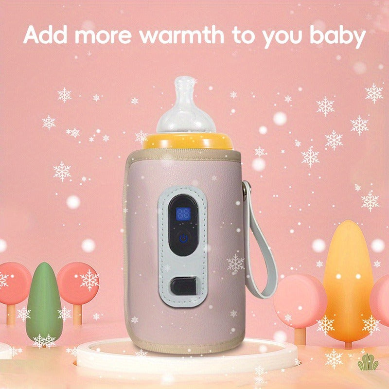USB Bottle Warmer Sleeve with Digital Temperature Display, Cochildor Milk Warming Cover for Compatible Breastmilk and Formula Bottles in Green or Pink