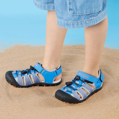 Closed Toe Kids Sport Sandals with Adjustable Straps, Breathable Water-Friendly Hiking and Beach Shoes for Toddlers, Little Kids and Big Kids