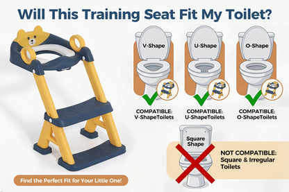 Adjustable High 2-in-1 Potty Training Toilet Seat with Non-Slip Step Stool, PVC Splash Guard Mat for Toddler Boys and Girls, Fun Holiday Gift for Halloween, Christmas and New Year