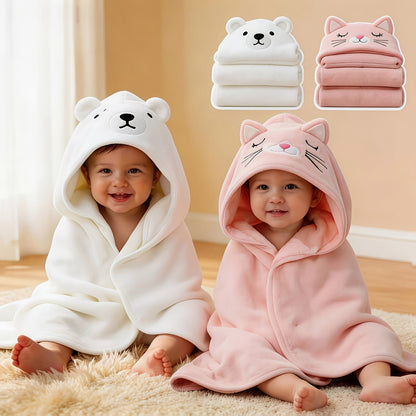 Baby Bath Towels and Swaddle Wraps for Newborns and Toddlers, Soft Absorbent Dual-Purpose Printed Towels in Two-Piece Color Sets