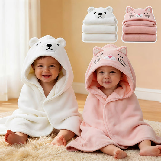 Baby Bath Towels and Swaddle Wraps for Newborns and Toddlers, Soft Absorbent Dual-Purpose Printed Towels in Two-Piece Color Sets