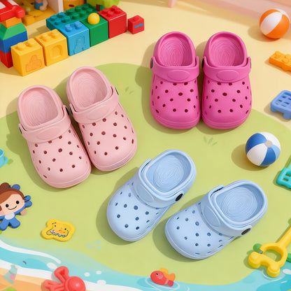Perforated Kids Clogs with Thick EVA Sole, Lightweight Round-Toe Slip-On Shoes for Boys and Girls in Five Colors for Indoor and Outdoor Casual Wear