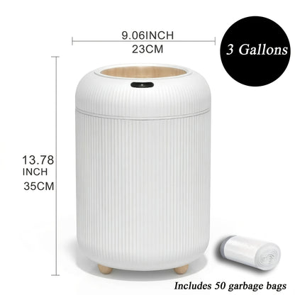 Automatic Touchless Trash Can with Sensor-Opening Lid and Odor-Containing Seal, Compact Waste Bin for Bathroom, Bedroom or Home Office