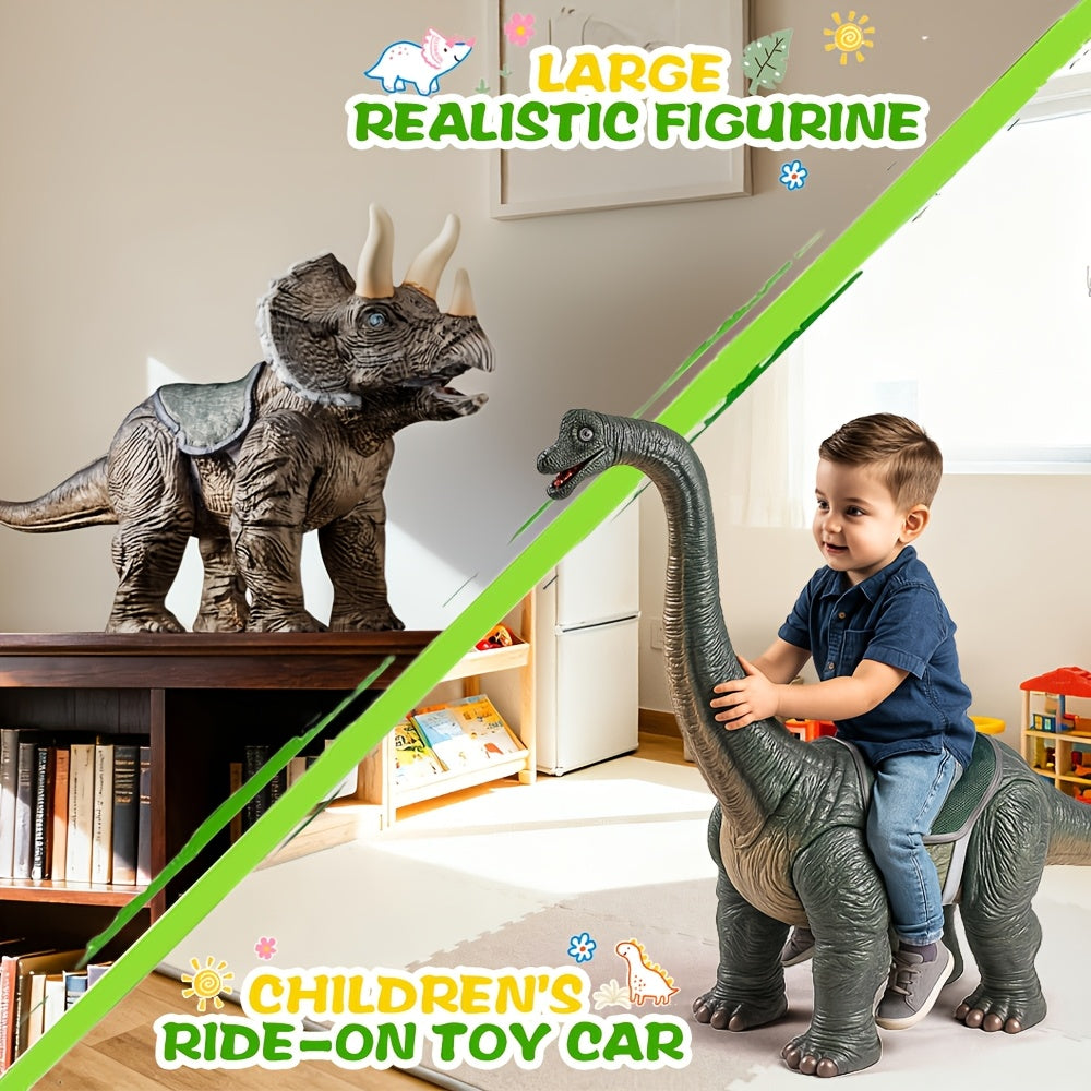 Brachiosaurus Dinosaur Ride-On Toy for Kids, Realistic Long-Neck Dinosaur Figure with Light-Up Effects and Dinosaur Sounds for Pretend Play