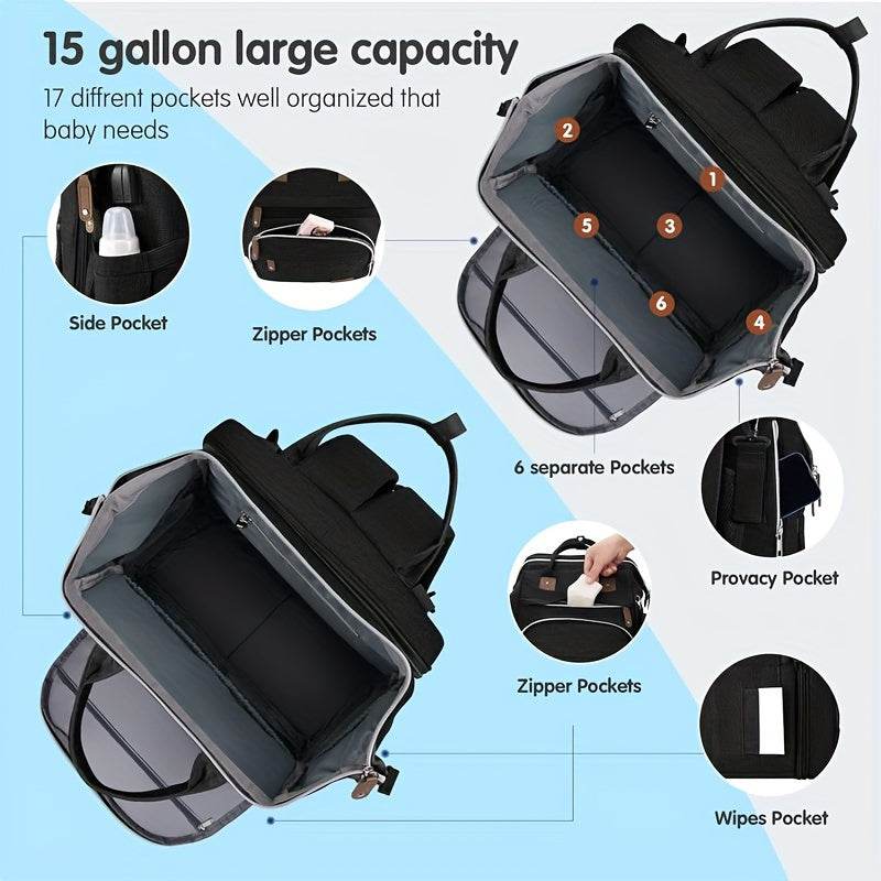 Gingham Diaper Backpack, Multifunctional Large Capacity Diaper Bag with Secure Zipper Closure – Classic Pattern Nappy Backpack for Casual Outings, Errands & Everyday Adventures, Baby Shower Gift