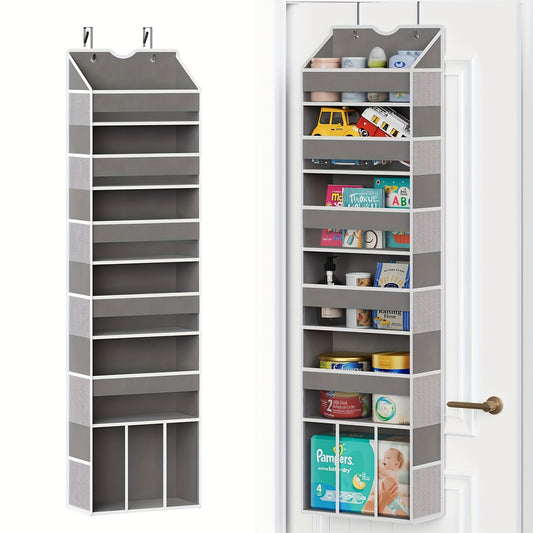 Pink Hanging Door Storage Organizer with 6 Shelves, 6 Clear Front Pockets and 12 Side Pockets for Closet, Bedroom or Bathroom Essentials