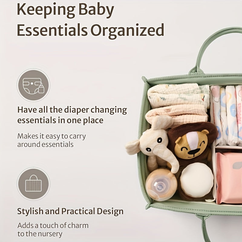Stylish Storage Basket Diaper Caddy, Portable Nursery Organizer Basket for Diapers & Baby Essentials – Freestanding Design for Changing Table, Crib Side & Nursery Shelf Storage