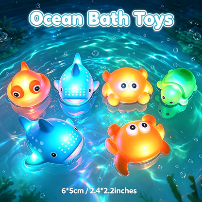 Flashing Floating Bath Toys 2-Pack, Light-Up Animal Shapes in Random Designs for Colorful Bathtub Play and Supervised Kids Water Activities