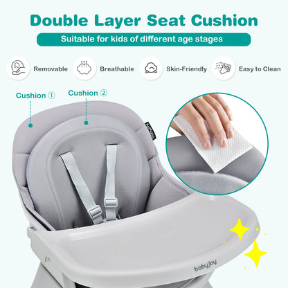 8-in-1 Baby High Chair with Activity Table, BABYJOY Convertible Feeding Seat with Removable Tray, Booster Mode and 5-Point Harness for Ages 6 Months to 6 Years